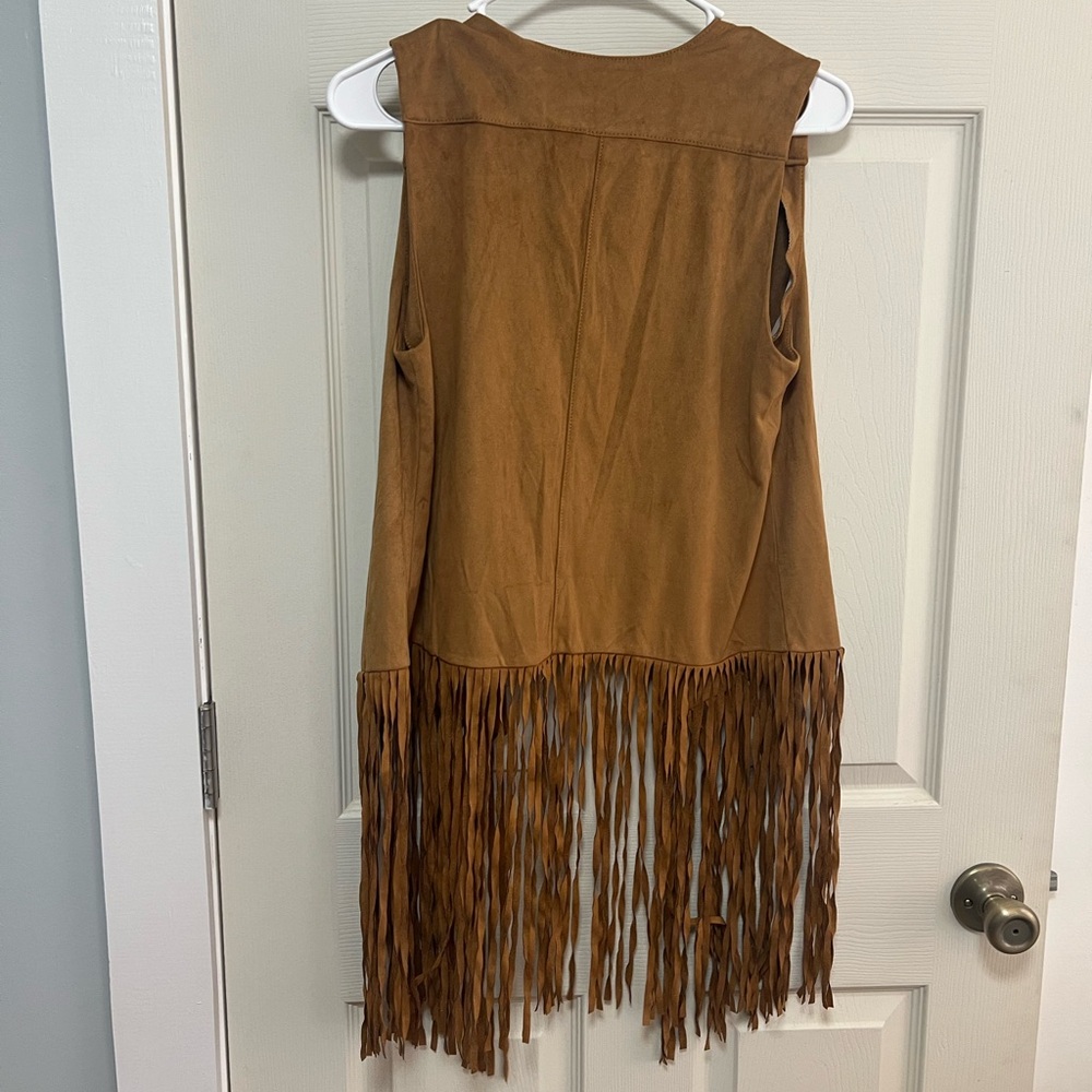 Cato Brown Faux-Suede Fringe Vest